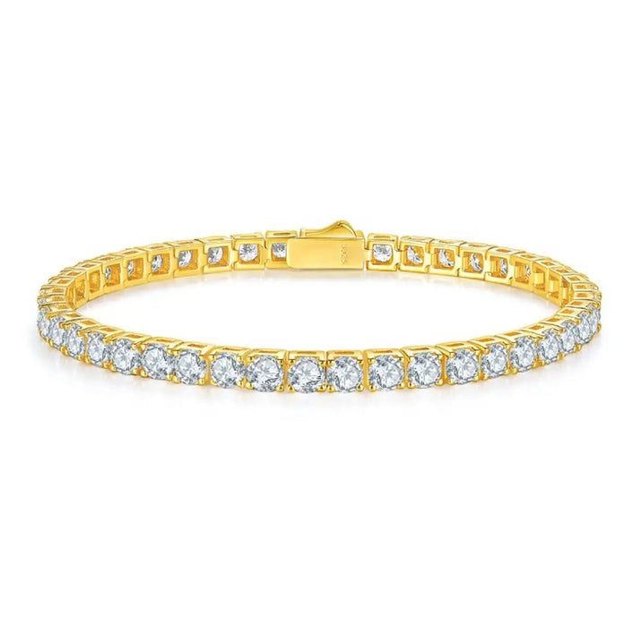 Certified Full Moissanite Bracelet in 925 Sterling Silver with 18K Gold Plating SF