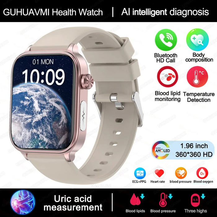 ECG Health Smartwatch – AMOLED Display & AI Voice Calling SF