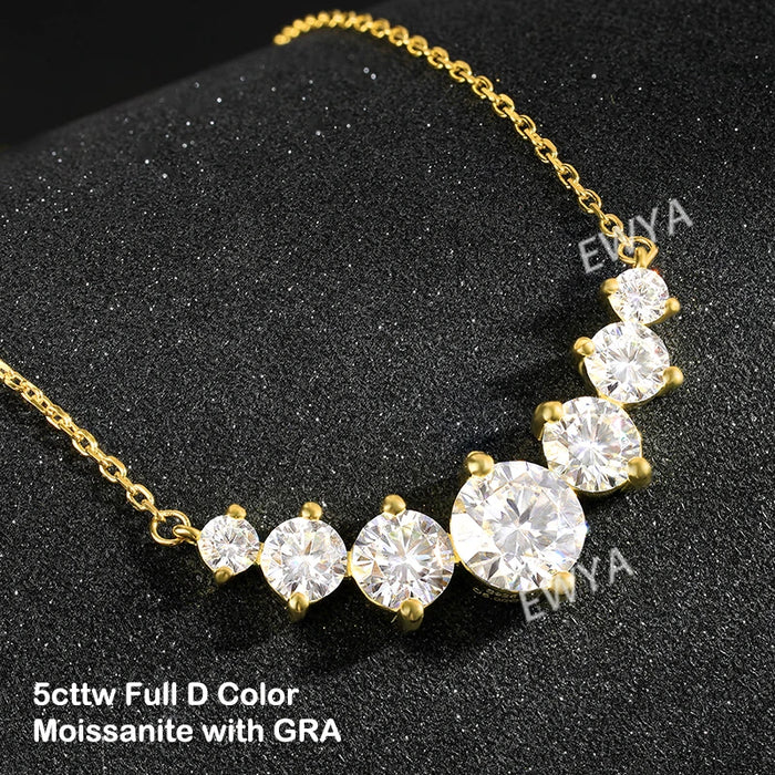 Moissanite Pendant Necklace – 7-Stone 925 Sterling Silver D-Color VVS1