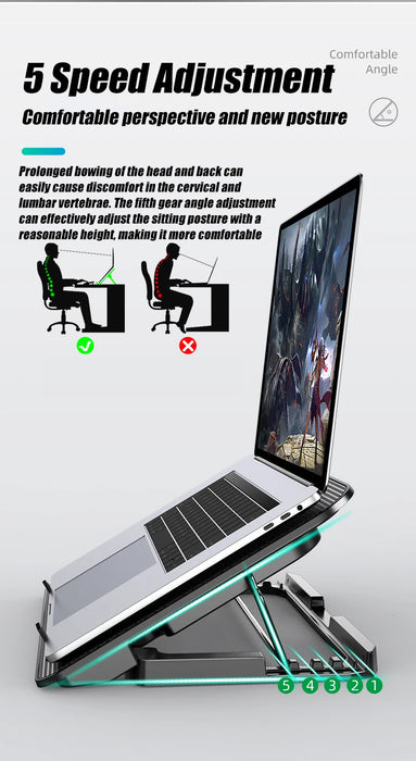 Laptop Cooling Pad – 6-Fan Ultra-Quiet Airflow for 13–18" Notebook