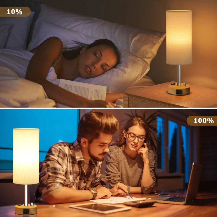 Bedside Table Lamp – Dimmable Lighting with USB-A & USB-C Charging Ports