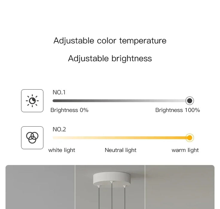 Modern LED Pendant Light – Adjustable Brightness & Color with Remote Control - Samanta Factory