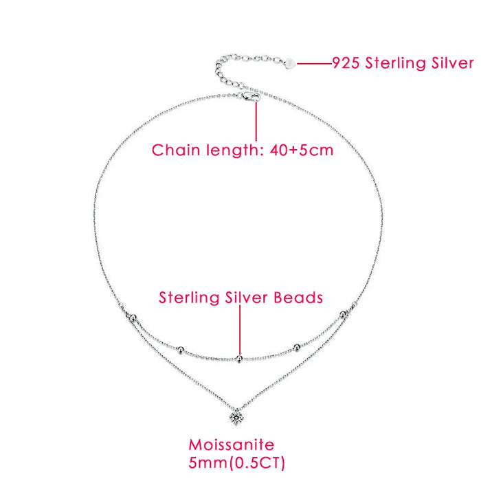 925 Sterling Silver Round Cut Moissanite Pendant