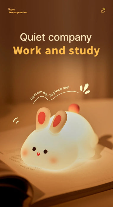 Cute Rabbit Night Light Silicone Lamp – Touch Sensor Soft LED Kids Sleep Light SF