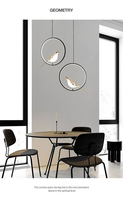 Bird Pendant Light – Modern Gold & Silver Hanging Lamp with Rotatable Magpie Design
