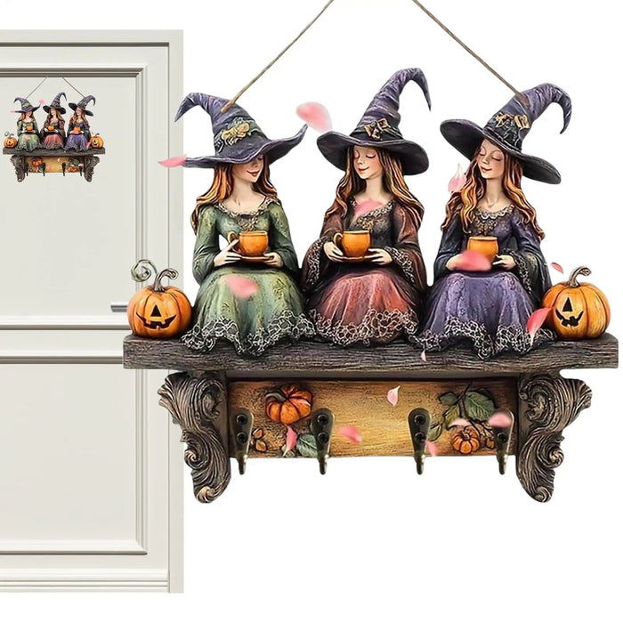 Wooden Key Holder Wall Mount – Rustic Pumpkin Halloween Decor & Organizer