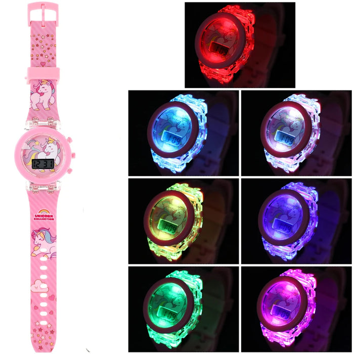 Cartoon Digital Kids Watch – Waterproof Flashing LED Light Watch for Girls & Boys