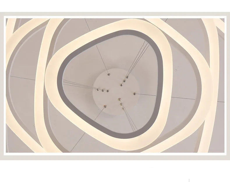 Art Deco Pendant Light – White Acrylic & Iron Chandelier with Remote Control - Samanta Factory