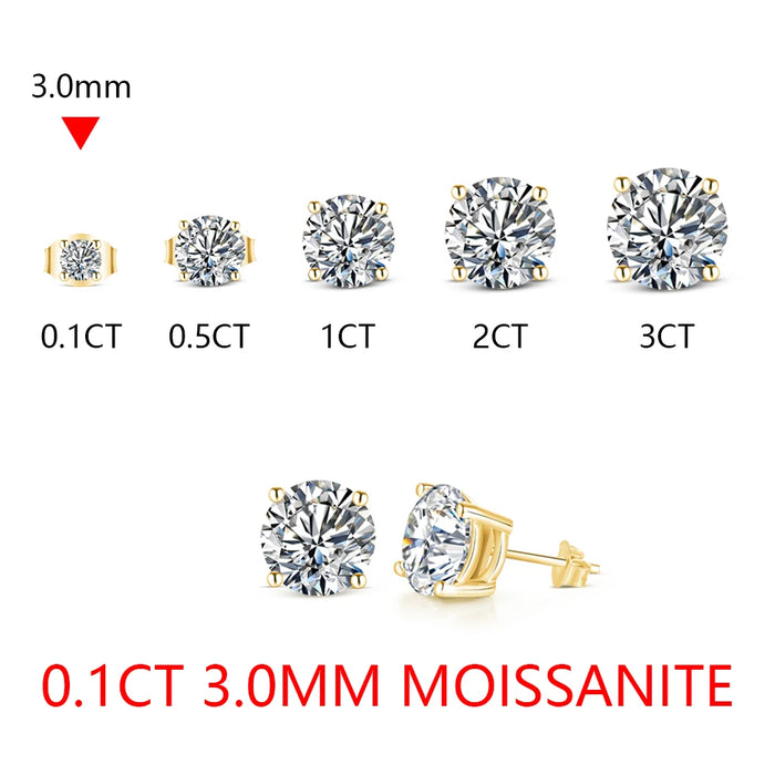 Moissanite Stud Earrings – 2ct D-Color Round Cut