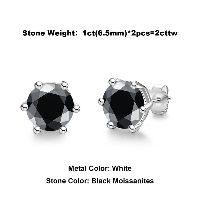 Moissanite Stud Earrings – 2ct Round Brilliant 925 Sterling Silver