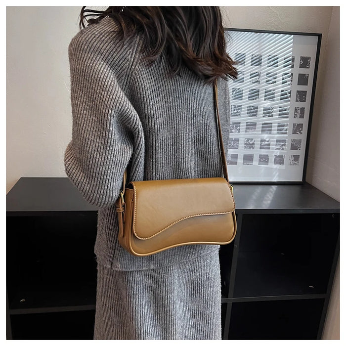 Women’s PU Saddle Bag – Stylish Hasp Closure & Interior Zipper Pocket - Samanta Factory