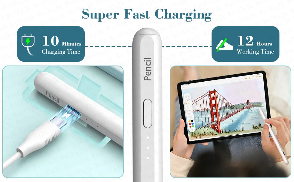 iPad Stylus Pen – Magnetic Tilt Sensitive Palm Rejection Pencil for iPad Pro Air Mini SF