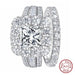 Elegant 925 sterling silver bridal ring set with 85 sparkling cubic zircon stones