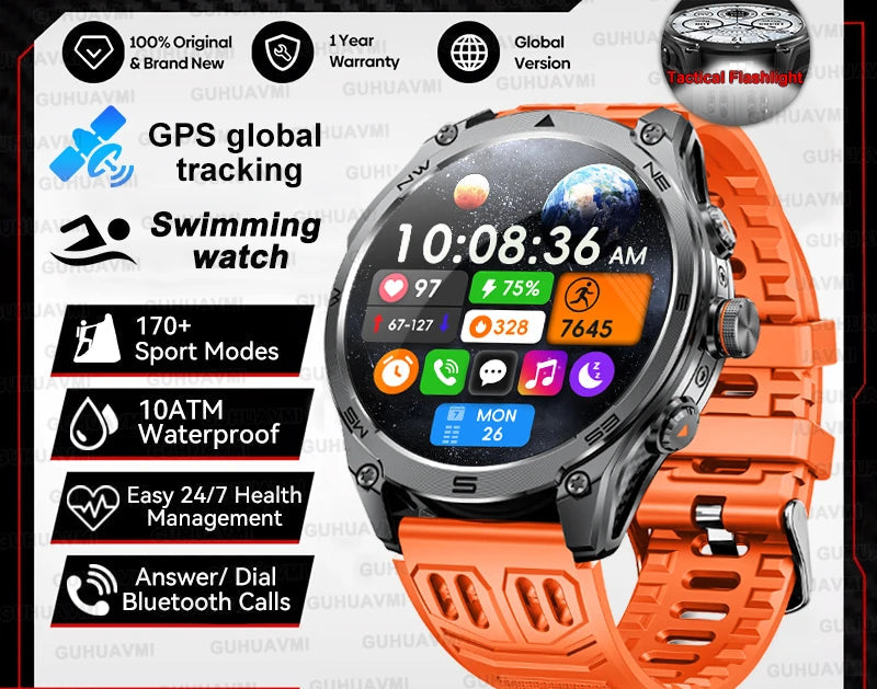 Unisex GPS Smart Watch – AMOLED Display with 170+ Sports Modes SF
