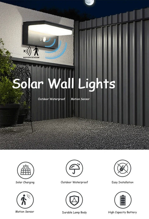Solar Motion Sensor Wall Lamp – Waterproof Outdoor LED Lighting for Garden & Porch - Samanta Factory