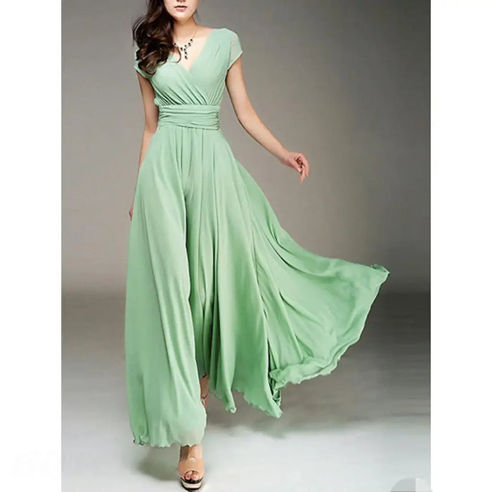 Party Dress – V-Neck Chiffon Elegance - Samanta Factory