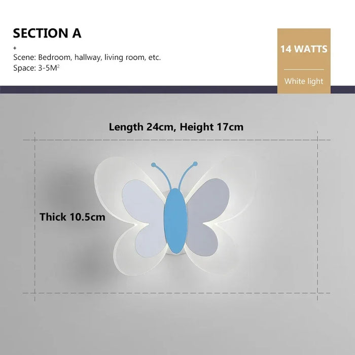Butterfly Wall Lamp – Colorful LED Acrylic Light for Kids’ Room & Nursery