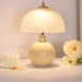 Ceramic USB Reading Lamp with Glass Shade – Dimmable LED Table Light for Desk or Bedside in Soft White Finish