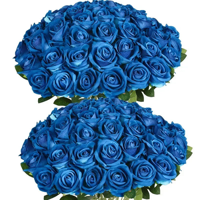 Velvet Artificial Roses – Real Touch 50PCS Bouquet for DIY & Decor Samanta Factory