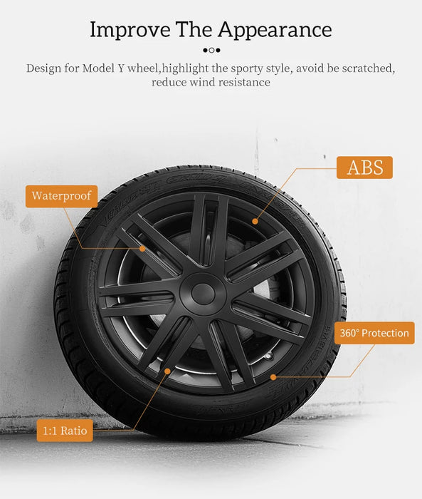 Design for TESLA 19 Inch Star Wheel Caps 4PCS Hubcap Automobile Hub Cap Full Rim Cover Accessories for Tesla Model Y 2020-2024 - Samanta Factory