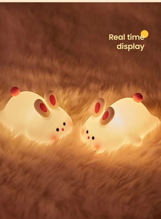 Cute Rabbit Night Light Silicone Lamp – Touch Sensor Soft LED Kids Sleep Light SF