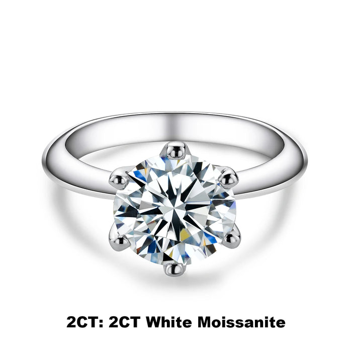 925 Sterling Silver 18K Gold Plated Classic Prong-Set Moissanite Ring