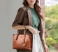 Women’s Leather Handbag – Vintage Casual Tote with Zipper & Hasp Closure - Samanta Factory