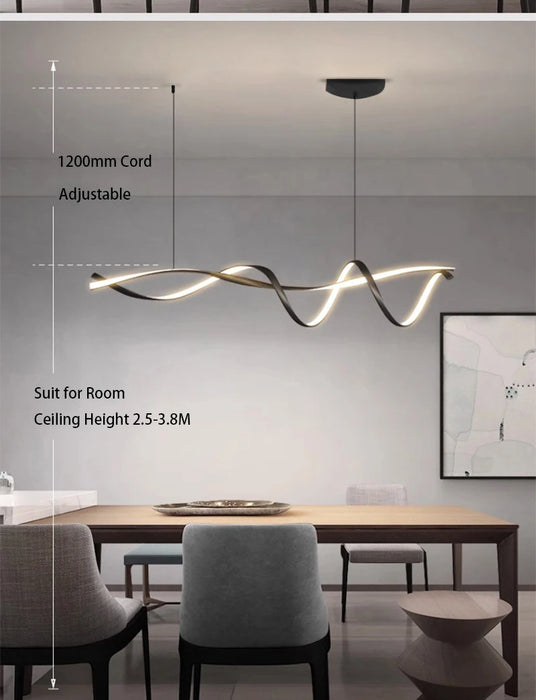 Modern LED Pendant Light – NEO Gleam Black Aluminum Chandelier with Remote Control - Samanta Factory