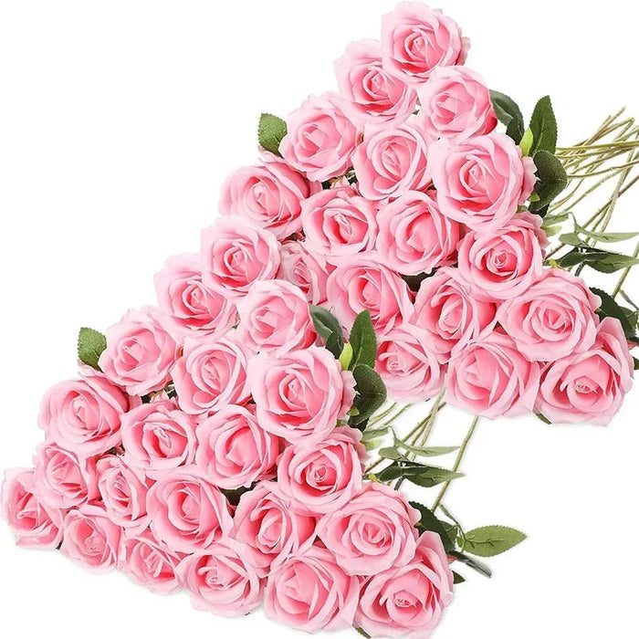 Artificial Velvet Roses – 50PCS Long-Stem Flower Bouquet SF