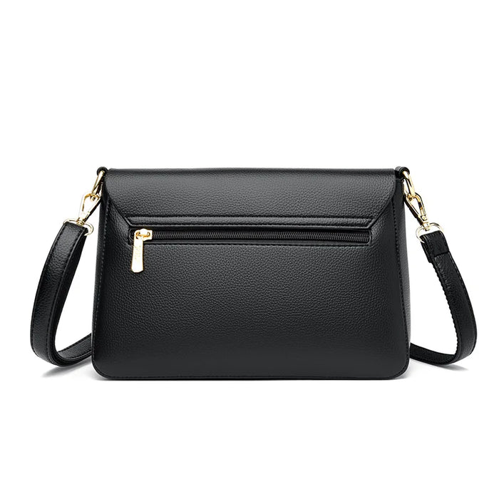 Women’s Genuine Leather Shoulder Bag – Square Ruched Handbag with Hasp Closure - Samanta Factory