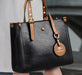 Women’s split leather handbag – vintage casual tote with zipper and hasp closure, multiple interior pockets