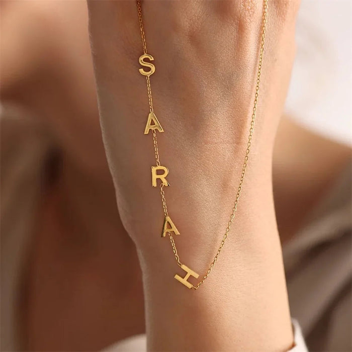 Custom Name Necklace – Gold Letter Pendant for Women SF