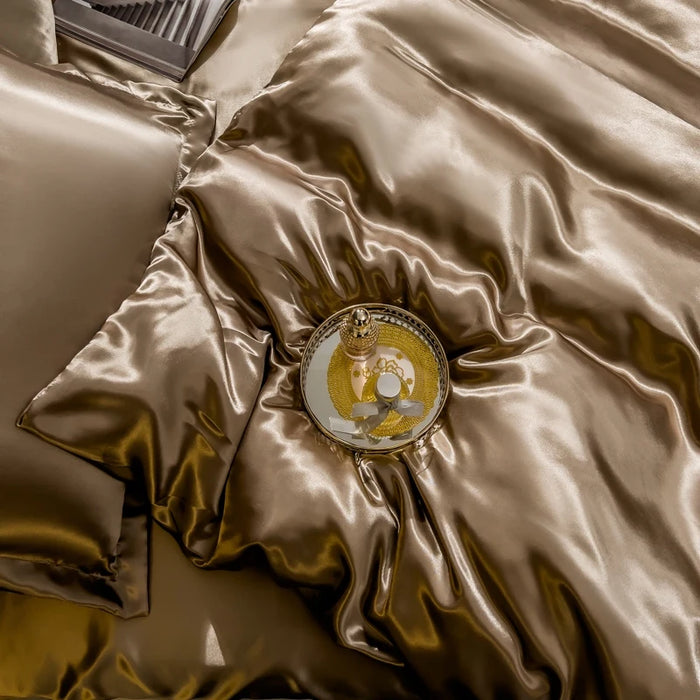 Schpert Rayon Bedding Set – Solid Color Duvet Cover with Pillowcases and Sheet, Twin to King - Samanta Factory