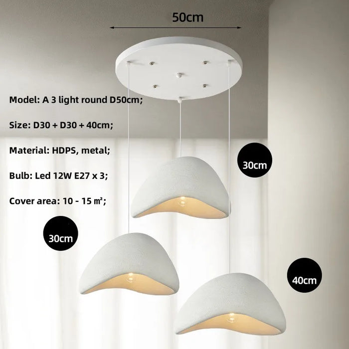 Nordic Wabi-Sabi 3-Lights Pendant Lamp – Minimalist E27 Hanging Ceiling Light for Dining & Living Rooms - Samanta Factory