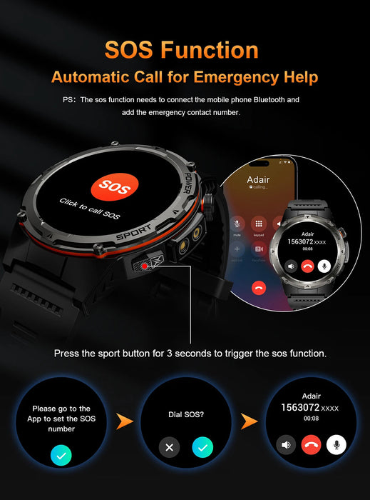 Outdoor Sports Smartwatch – 1.39″ AMOLED, GPS & Swimming Mode SF