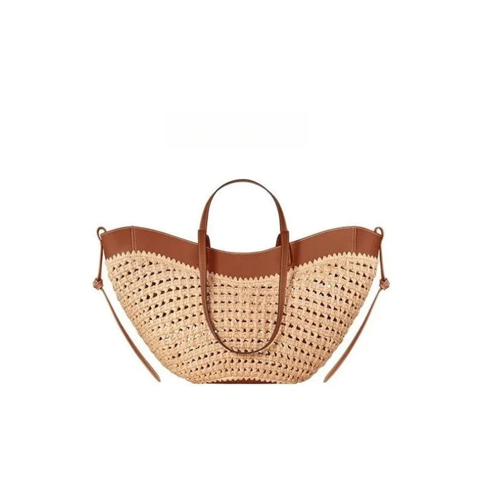 Women's Woven Straw Tote Bag – Large Capacity Beach Handbag & Casual Shoulder Bag SF