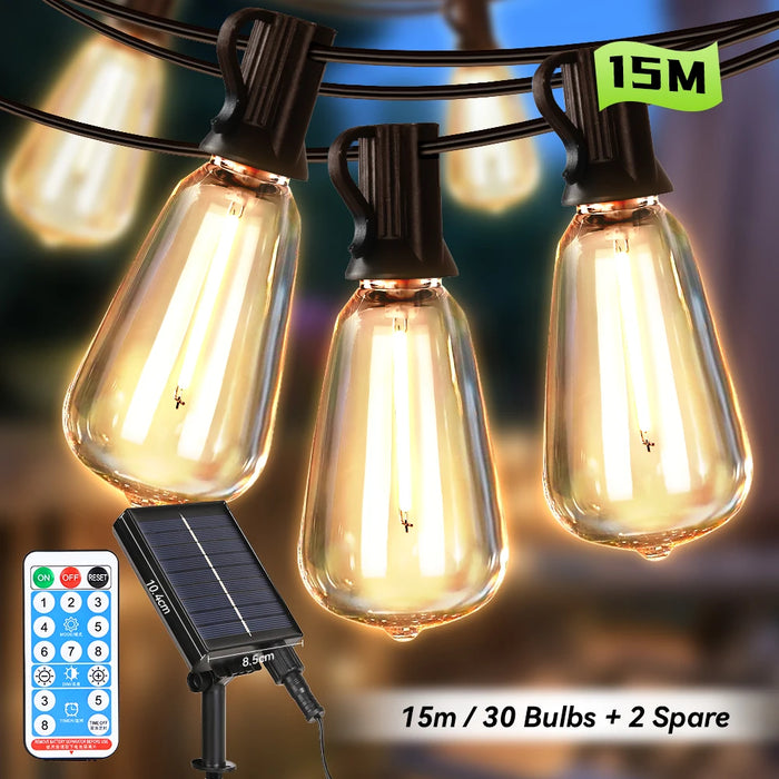 Solar String Lights – Outdoor Waterproof G40 Bulbs with Remote Control