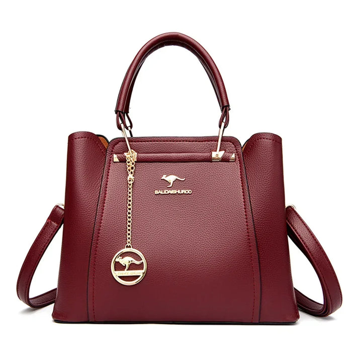 Women’s PU Leather Tote Bag – Fashion Soft Casual Handbag with Zipper Closure - Samanta Factory