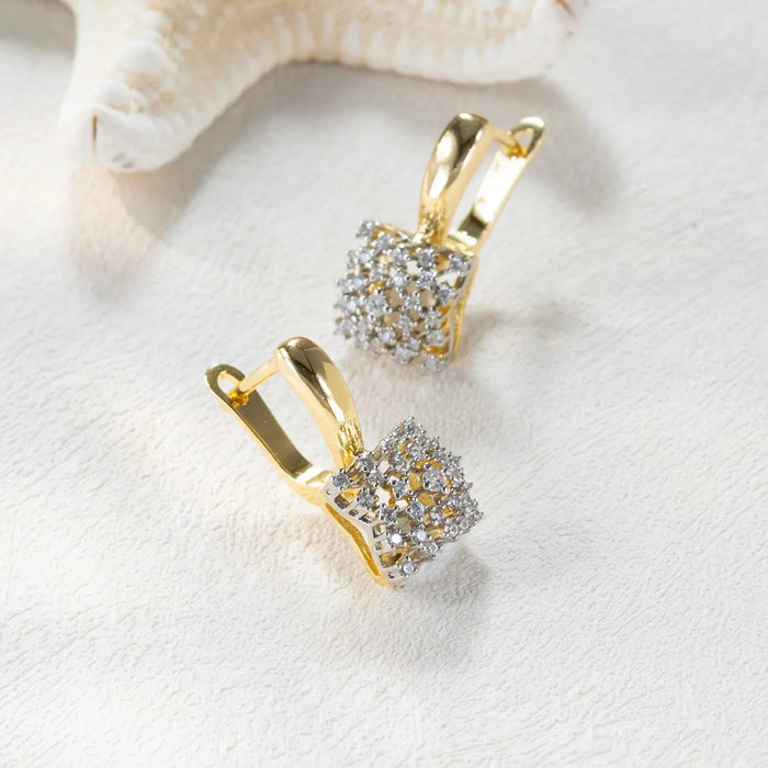 Square CZ Jewelry Set – 14K Gold Plated Copper SF