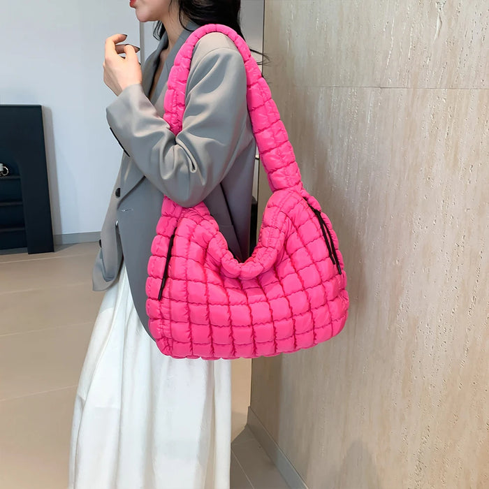 Women’s Puffer Shoulder Bag – Fashion Bubble Tote with Large Capacity
