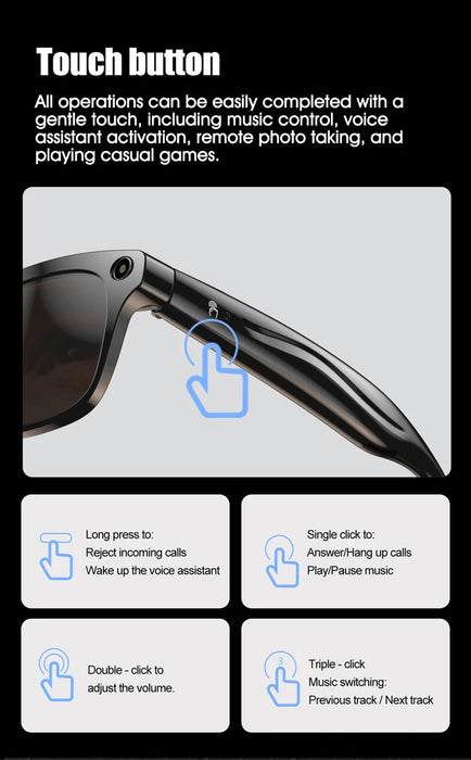 AI Smart Glasses with 6K Camera & Translation – Bluetooth Calling Music Photochromic Eyewear SF