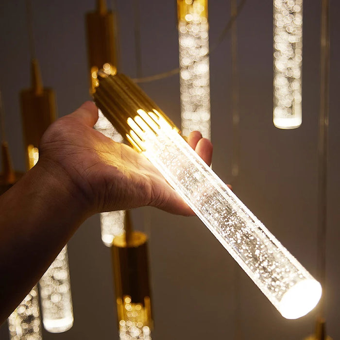 Modern Black & Gold LED Pendant Light – Crystal Rod Design for Ambient Lighting - Samanta Factory
