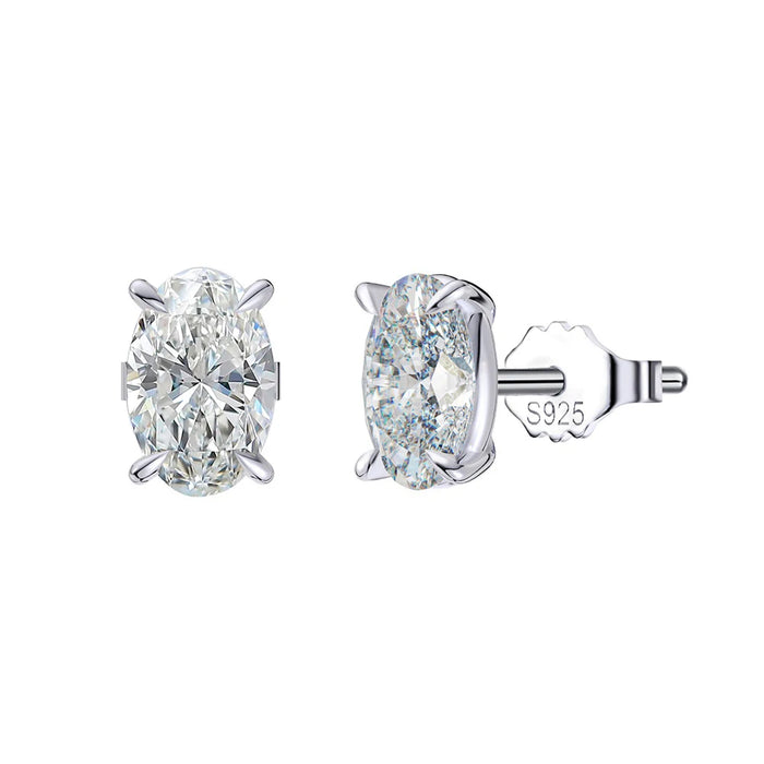 Oval Moissanite Stud Earrings – 0.5–3CT Brilliant Cut in 925 Sterling Silver