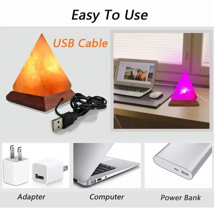 Himalayan Salt Lamp – Color-Changing LED with USB & Natural Air Purification