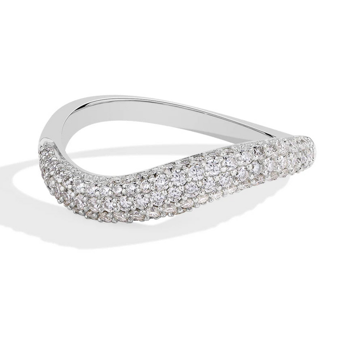 S925 Moissanite Ring – D-Color VVS1 Wavy Band