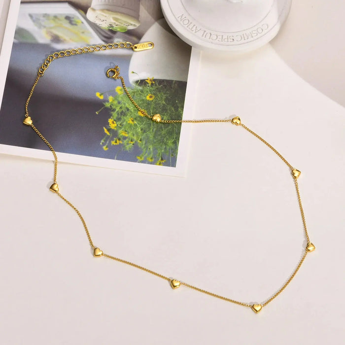 Heart Link Chain Necklace – Gold Stainless Steel Design SF