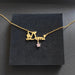Personalized Sparkling Name Necklace with Floral Charm- Zircon Peach Blossom Pendant SF
