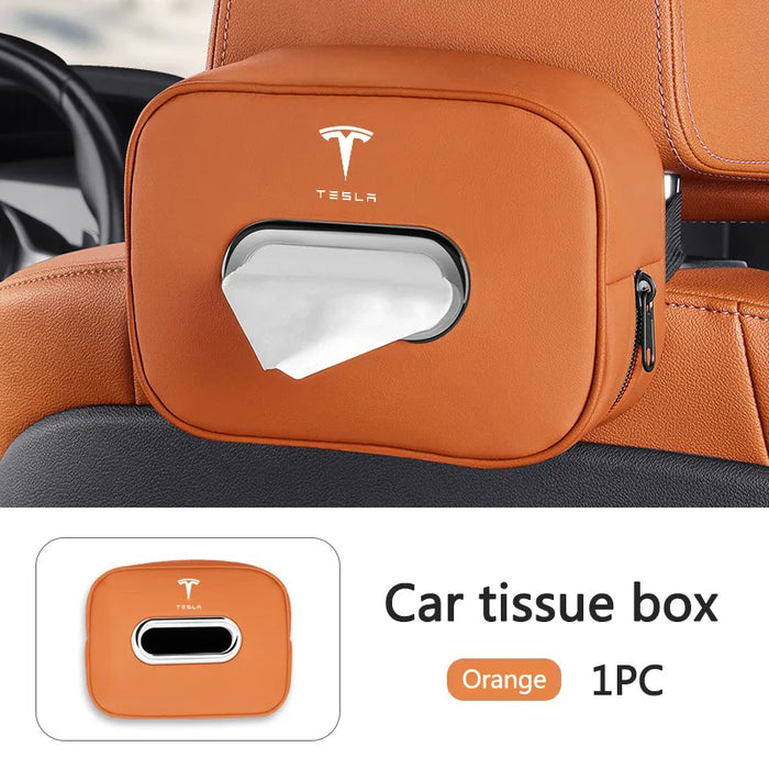 PU Leather Car Tissue Holder – Seat Back & Door Storage