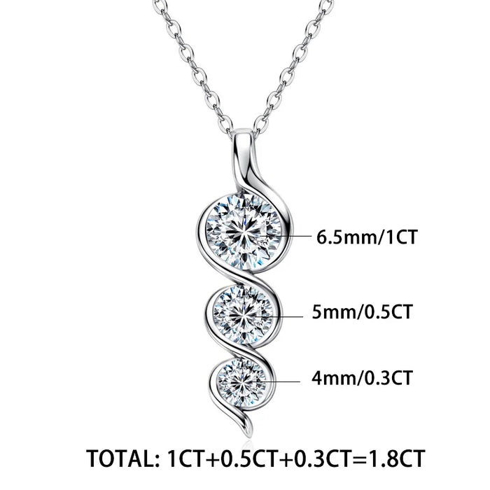 Moissanite Pendant Necklace – Twisted Round-Cut D-Color VVS1