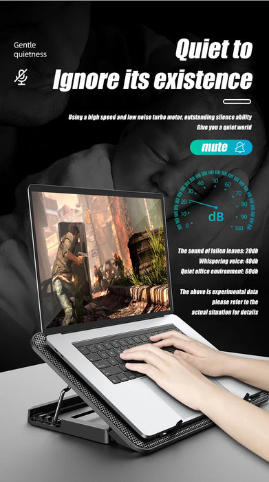 Laptop Cooling Pad – 6-Fan Ultra-Quiet Airflow for 13–18" Notebook